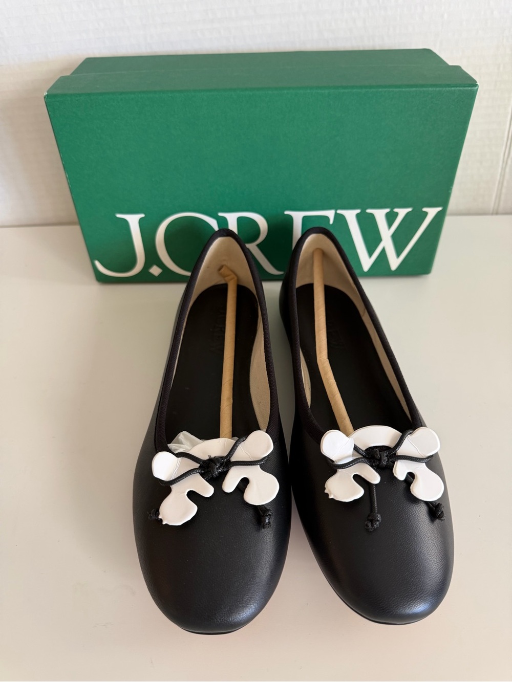 J.Crew Andi Ballet Flats in Black Leather Women’s Size 6 1/2